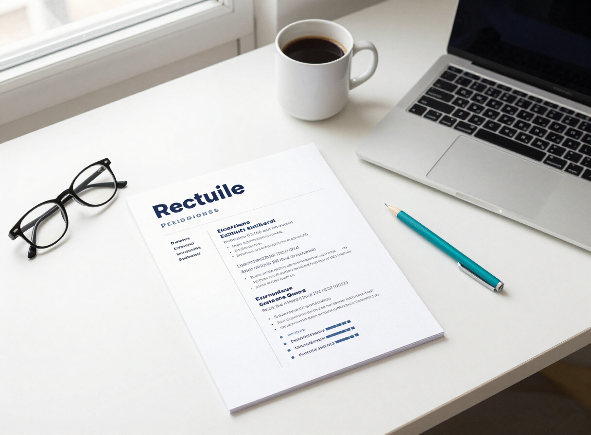 Docstera free online resume builder interface on a workspace desk